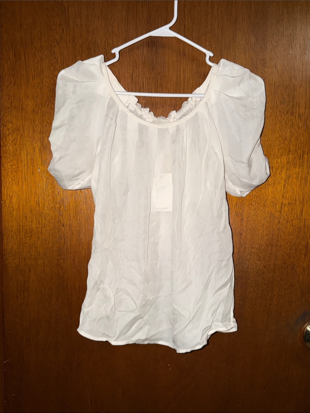 Joie White Puff Sleeve Peasant Top